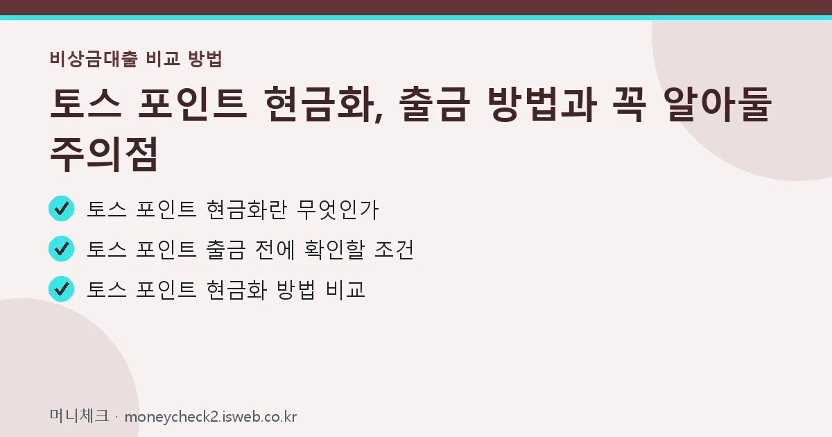 토스 포인트 현금화 핵심 내용 요약