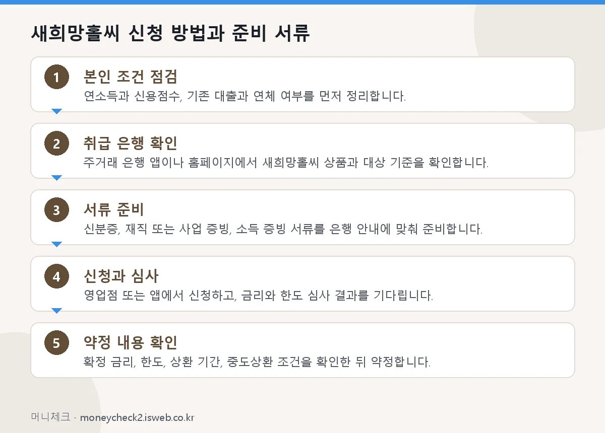 새희망홀씨 대출 조건 새희망홀씨 신청 방법과 준비 서류